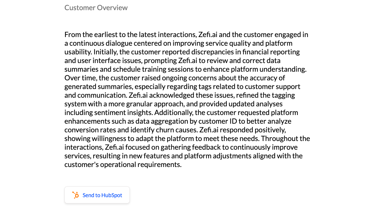 Send to HubSpot button